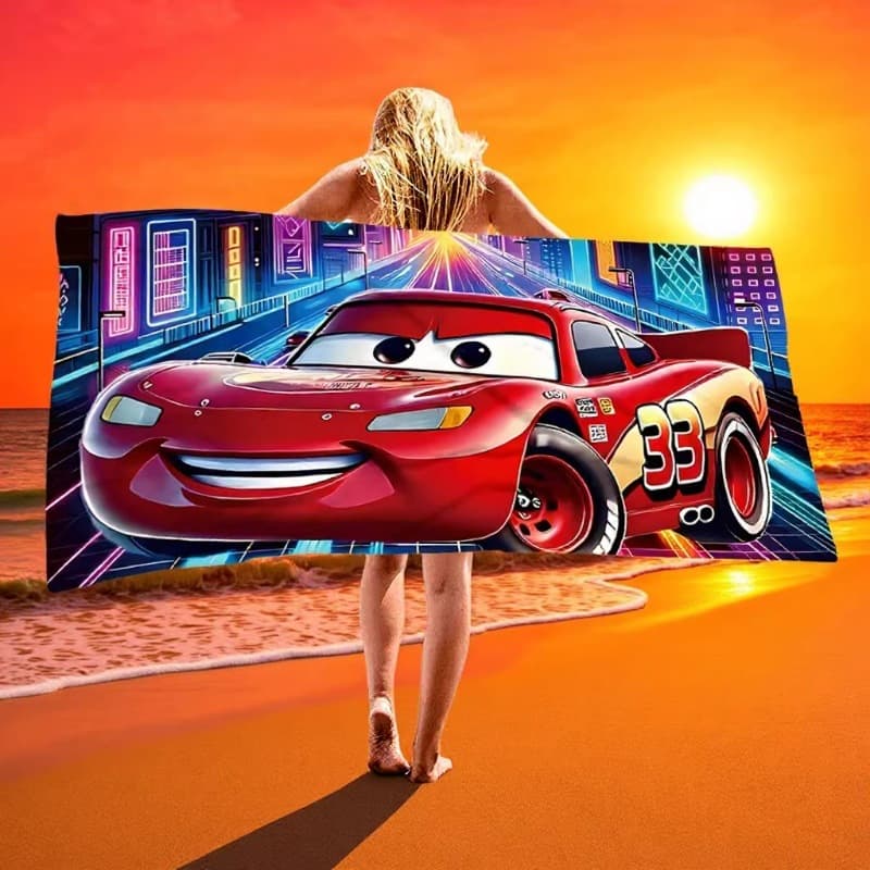 Cross-Border Bestseller Kids Cartoon Cars Themed Quick-Dry Towel, Microfiber Cars McQueen Beach Towel