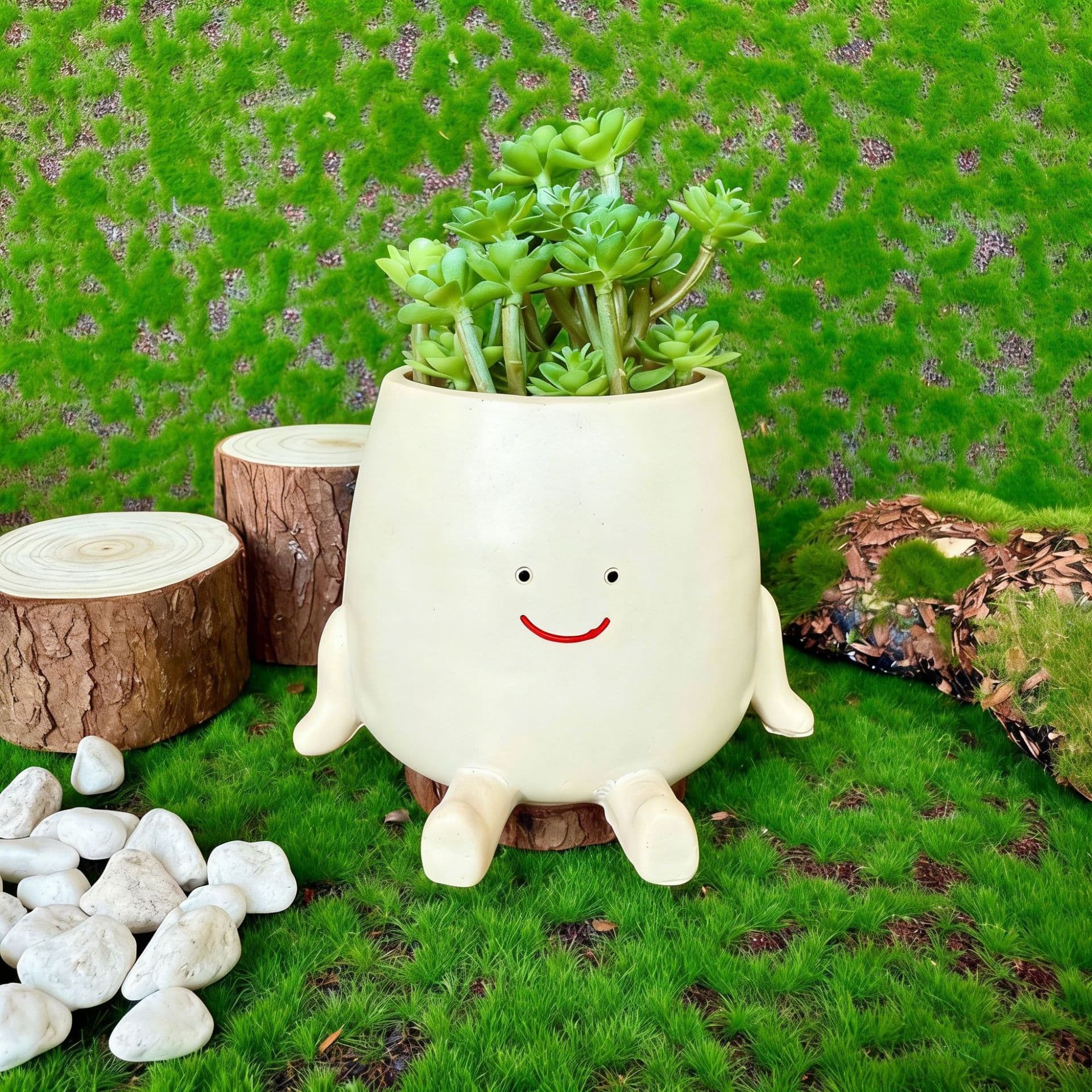 Cross-border Smiley Face Vase Cute Smile Balcony Indoor Garden Potted Decoration Resin Ornament