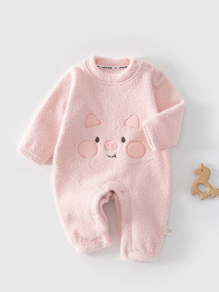 Baby Romper Half-Fleece Thermal Boys Girls Outfit Onesie Outdoor Home Thick Crawler Suit Autumn Winter