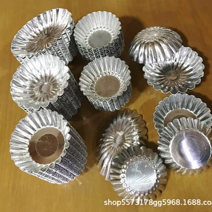 Factory Direct Sale Thickened Aluminum Egg Tart Mold Cake Mold Portuguese Tart Mold Bowl Cake Mold Chrysanthemum Cup Reusable