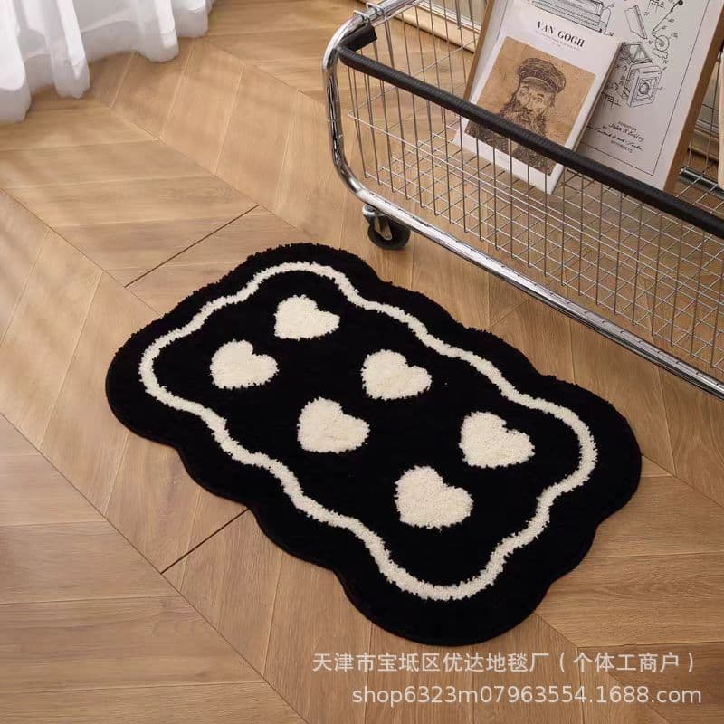 Flocked Carpet for Bedroom, Living Room, Irregular Tufted Rug, Stain-Resistant, Non-Slip, Absorbent Floor Mat for Living Room and Bathroom