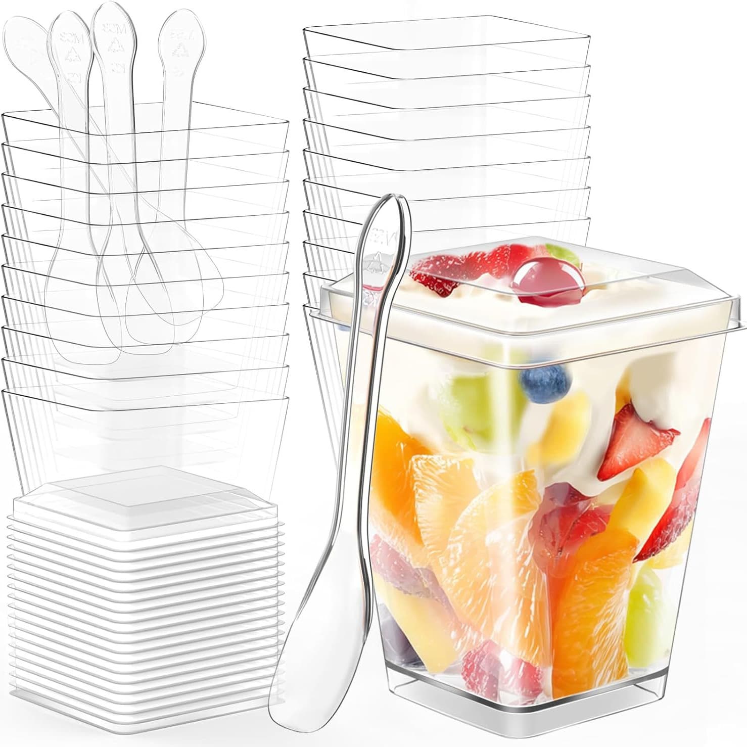 Amazon best-selling set, disposable plastic mousse cup, transparent trapezoidal pudding jelly cup, hard dessert