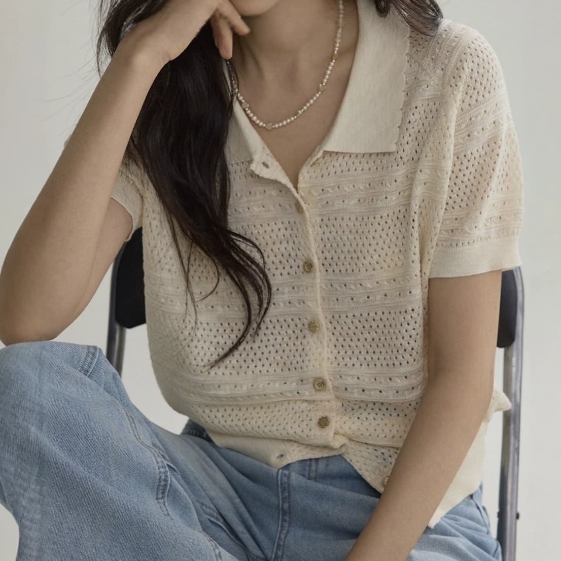 Joli Chose Cutout Design Notch Collar Short Sleeve T-Shirt Women's Summer New French Style Casual Top