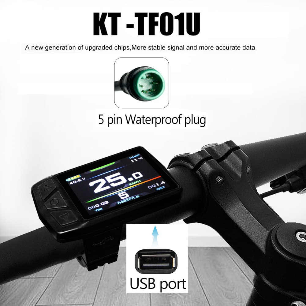 Cross-border Hot Sale Bicycle Modification Electric Use Quantum KT-TF01U Color Screen LCD Meter/Waterproof Connector