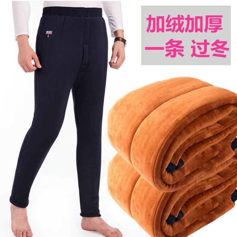 Middle-aged and elderly people's cotton-padded trousers, fleece-lined, thickened, high-waisted, warm camel hair cotton trousers, plus size warm men's trousers wholesale.
