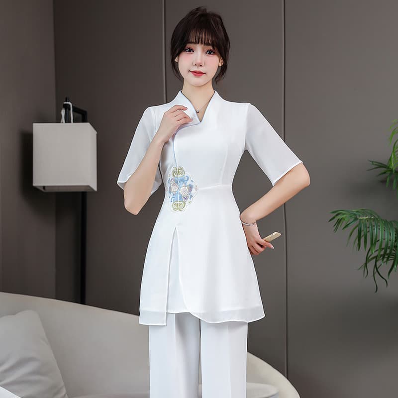 2025 New Style Beauty Salon Uniform Ear Picking Workwear Set Elegant Foot Massage Technician Uniform 7359-2