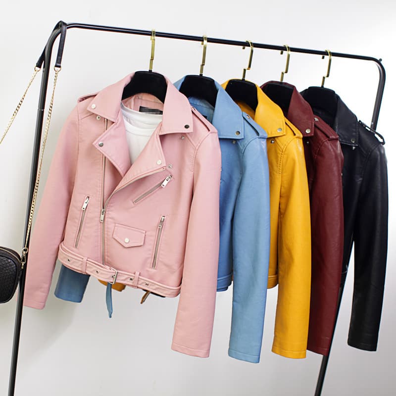Fashionable Slim Fit Women's Leather Jacket Autumn Winter Motorcycle Style Korean Version Women's Coat Stylish Biker Jacket
