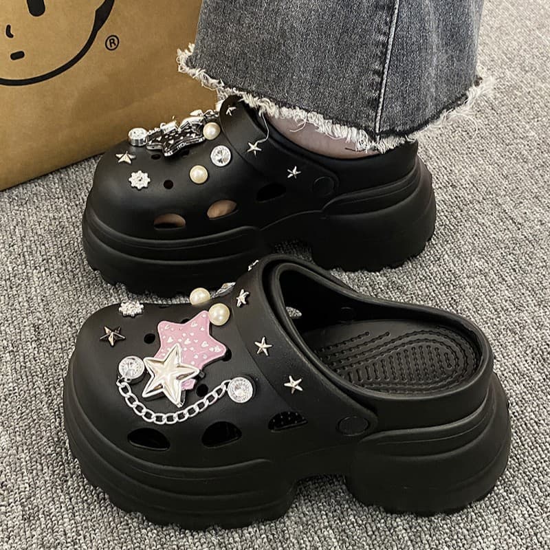 10cm Thick Sole EVA Clog Sandals for Women, Elevated Heel, Open Toe, New High Heel Sandals, Beach Shoes