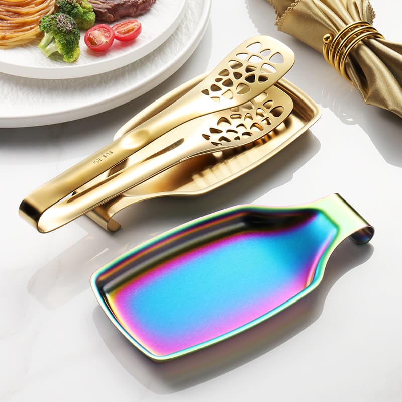 Stainless Steel 304 Korean Style Kitchen Utensil Tray Modern Simple Square Shape Soup Spoon Tray for Buffet Hot Pot