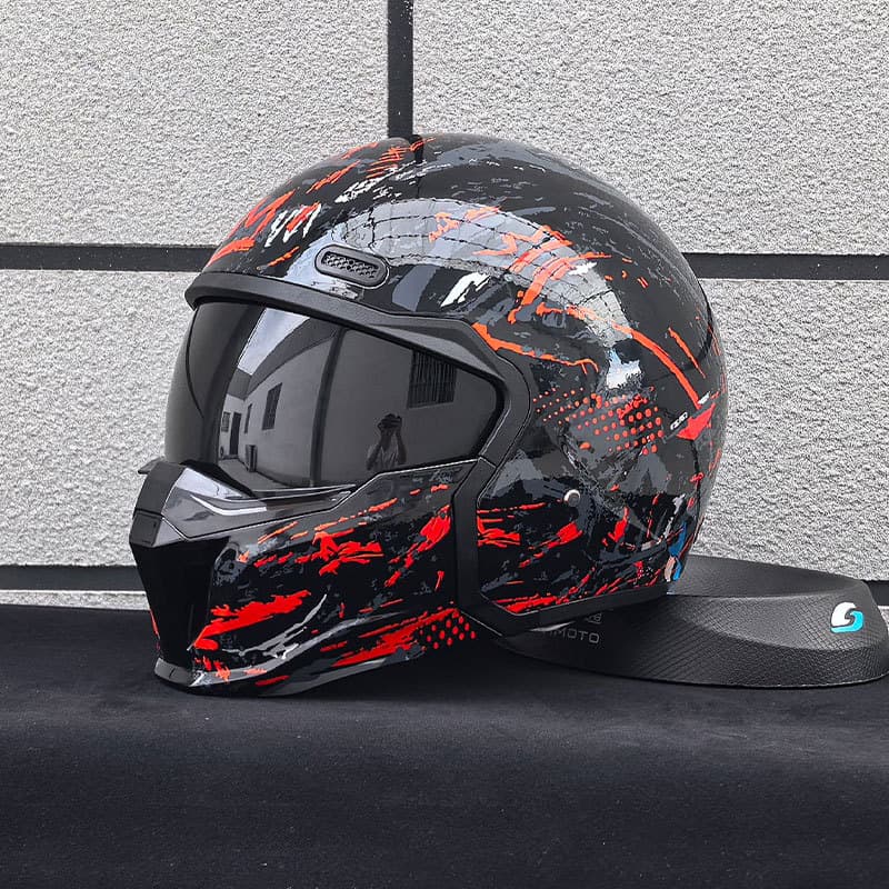 LVS Summer Helmet Men's Motorcycle Scorpion Combination Helmet Women's Retro Half Helmet Cruiser Three-Quarter Helmet