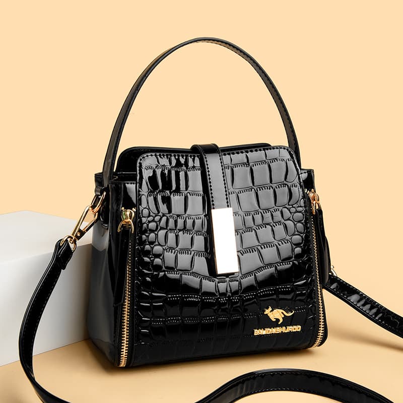 Crossbody Bucket Bag for Women 2025 New Crocodile Pattern Middle-aged and Elderly Women's Bag Shoulder Crossbody Handbag Mother Bag