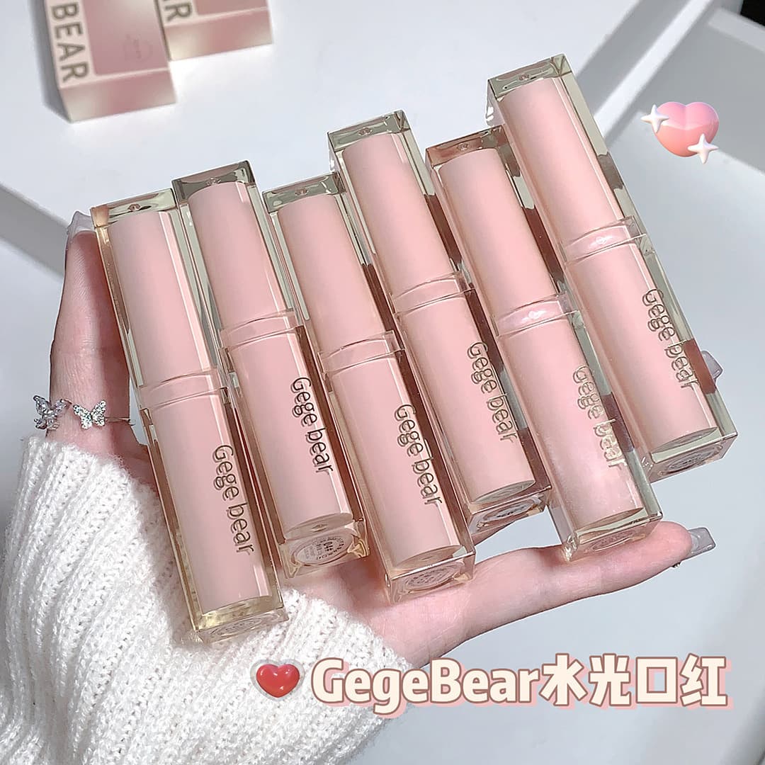 Gege Bear Lightweight Silky Glossy Lipstick, Moisturizing Hydrating Glossy Brightening, Non-Staining Long-Lasting Women's Lip Color