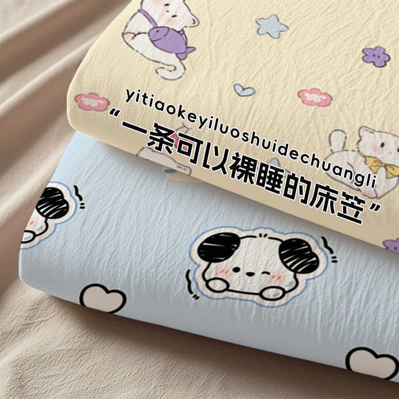 Skin-friendly brushed fitted sheet, single cute children's cartoon fitted sheet, bedspread, dustproof mattress protector, anti-dirt bedspread