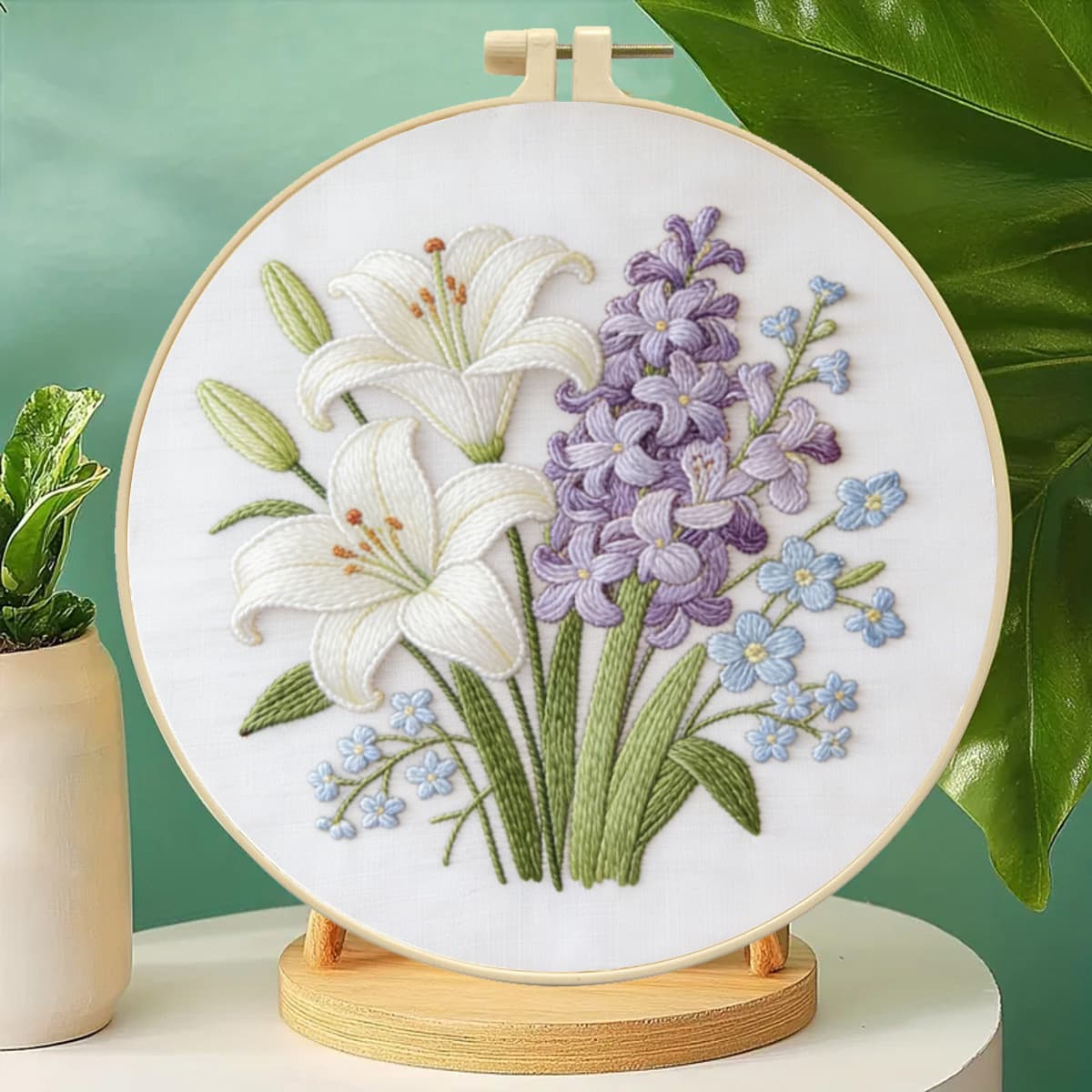 Source factory stock lily hyacinth embroidery kit handmade DIY semi-finished material pack kit wholesale