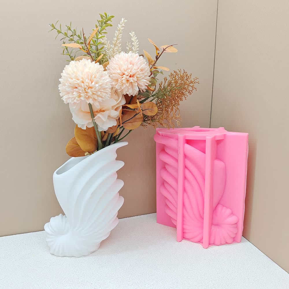 ins conch shape vase mold, Nordic creative nautilus dried flower plaster vase flower arrangement silicone mold