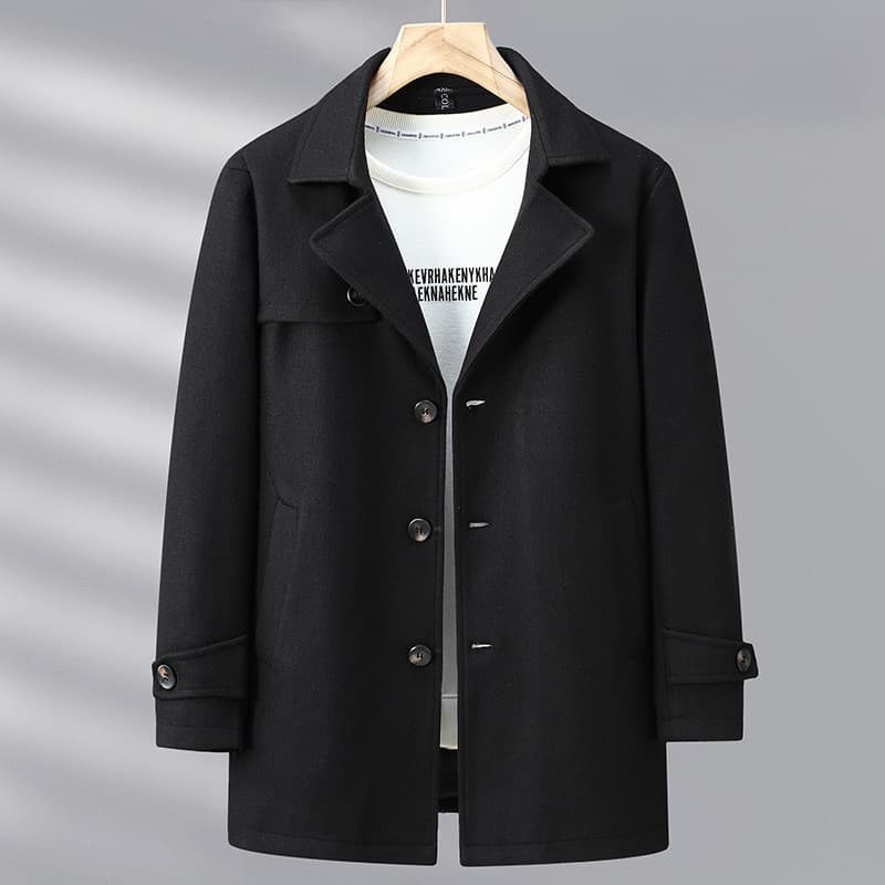 Mid-length woolen overcoat, plus size, casual double-faced woolen suit jacket/trench coat for autumn and winter.