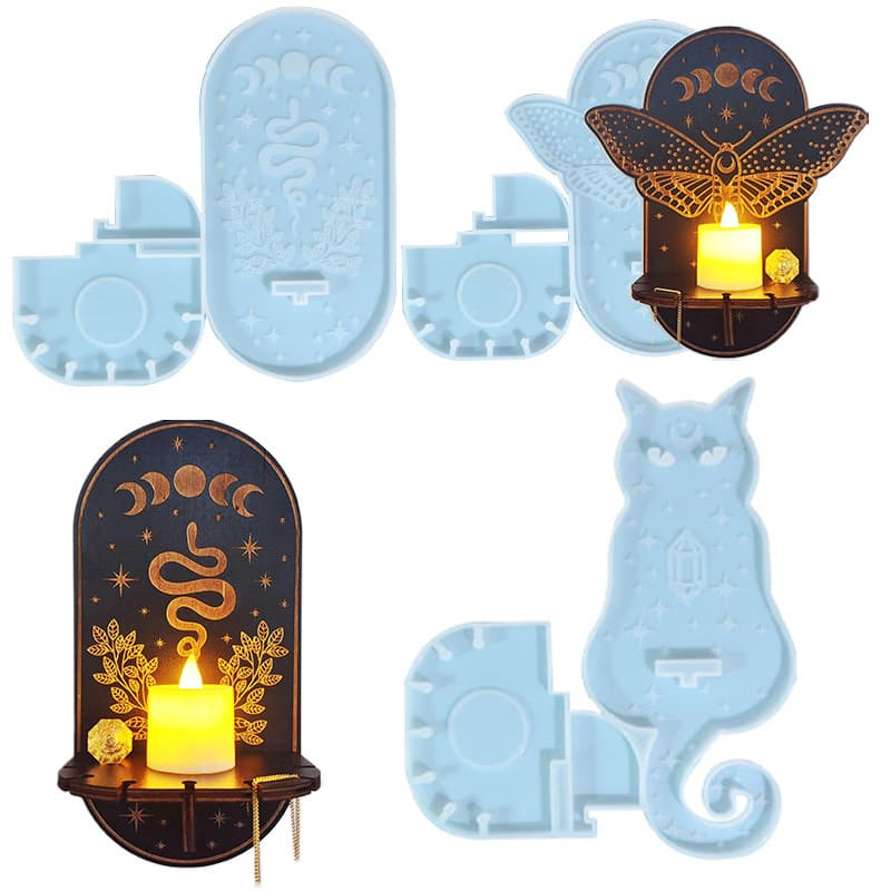 Sweet DIY Resin Mold Wall Candle 3 Totem Candle Holder Wall Mount Silicone Mold Home Decoration