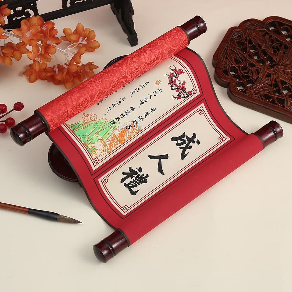 Hot-selling new adult ceremony scroll Chinese style blank handwritten copybook scroll 18-year-old adult ceremony gift