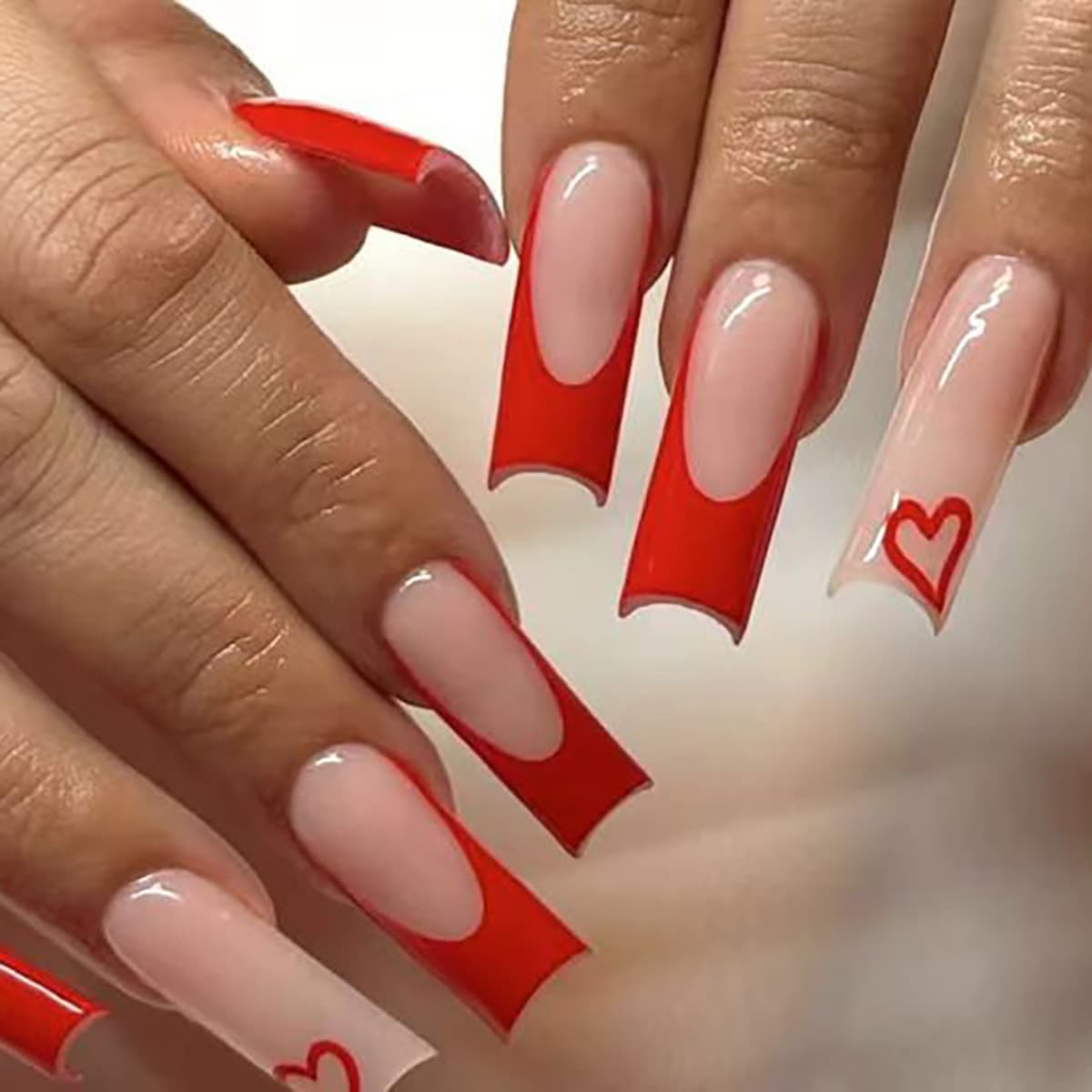 Valentine's Day big red love wearable fake nails manicure patch press on nail European and American wearable nails