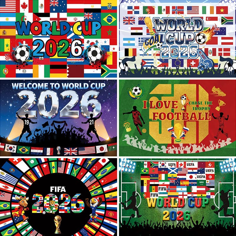 New Cross-Border World Cup Theme Background Cloth, World Cup Decorative Banner, Stadium Cheering Fan Prop Support Cloth