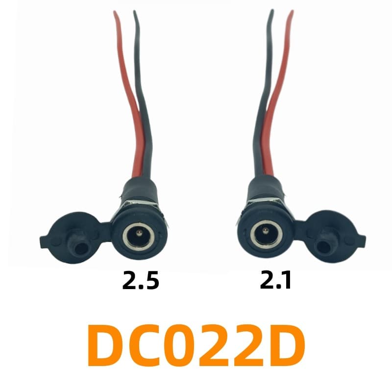 Electric lithium battery bike charging port connector, lithium battery with cover, waterproof DC022 D2.1/2.5 pin round hole