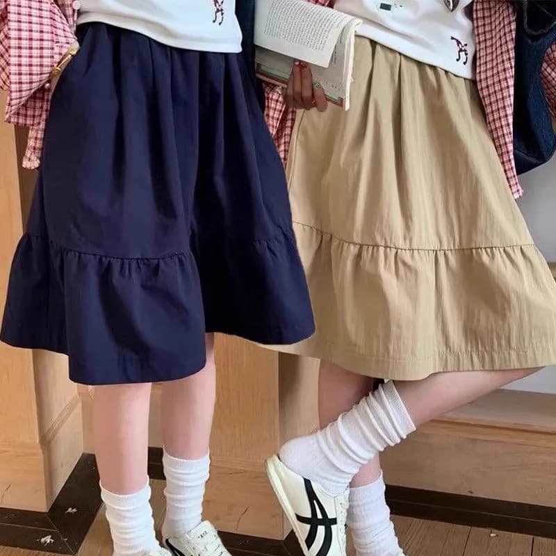 Japanese Quick-Dry Skirt for Women, Summer Campus Style Elastic High Waist Umbrella Skirt, Casual Loose Ins A-Line Mini Skirt