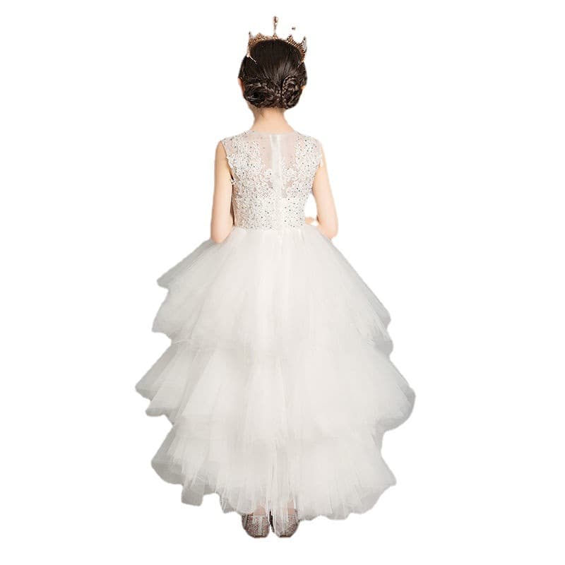 Children's Formal Dress 2026 New Summer Girls White Princess Dress Children's Day Stylish Piano Performance Choir Outfit