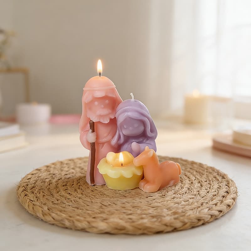 Holy Family Three-Person C-Type Aromatherapy Plaster Silicone Mold DIY Portrait Resin Diffuser Stone Resin Epoxy Decoration Mold
