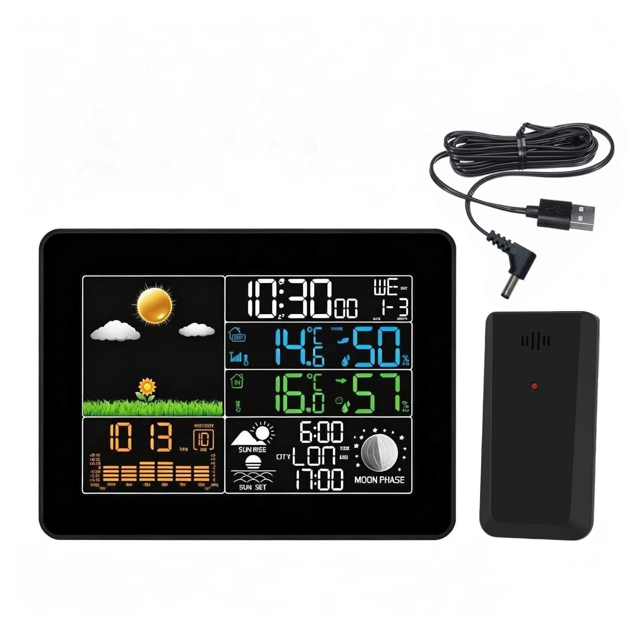 Cross-border large-screen weather clock multi-functional weather clock color screen display temperature and humidity home clock electronic alarm clock