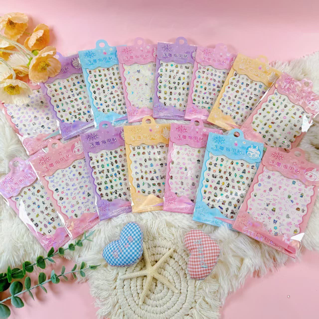 5D Nail Stickers Children's Cartoon Labu Bu Embossed Nail Stickers LABUBU Elf Rabbit Nail Art Stickers