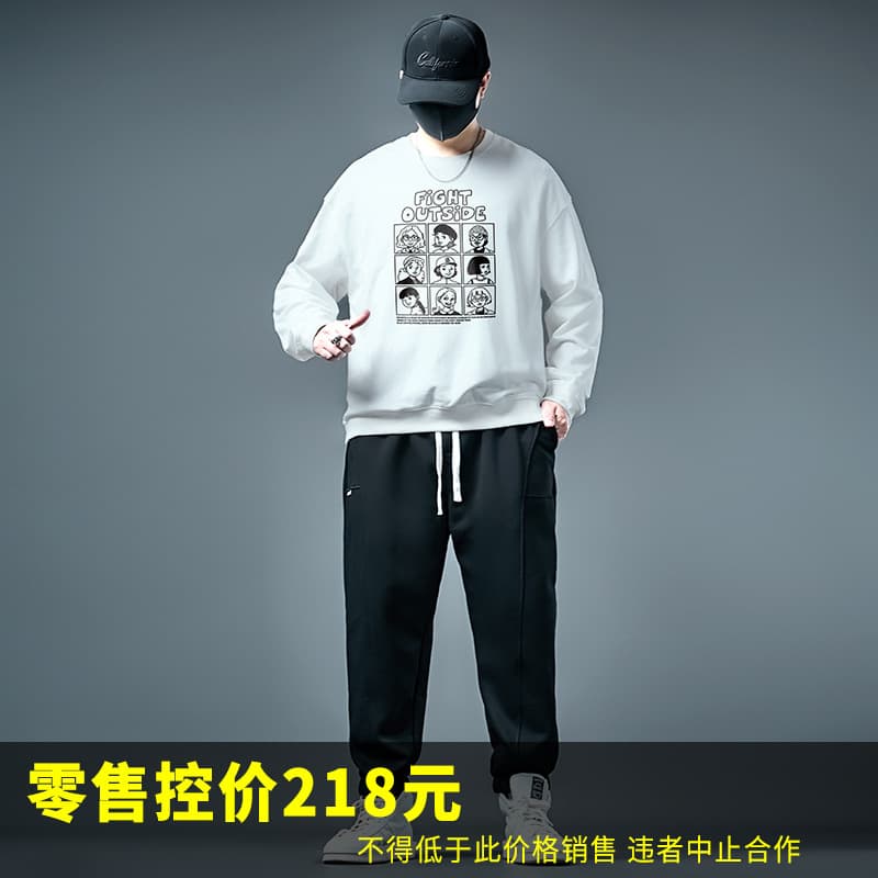 74054-Nine Grid Comic Portrait G630-Black-854 Wei-Pure-Black-720 Set Plus Size Trendy Casual