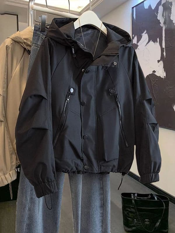 Extra Large Size Jin Plus New Chinese Style Loose Fashion Jacket Women's Spring Hooded Windbreaker Baseball Jacket