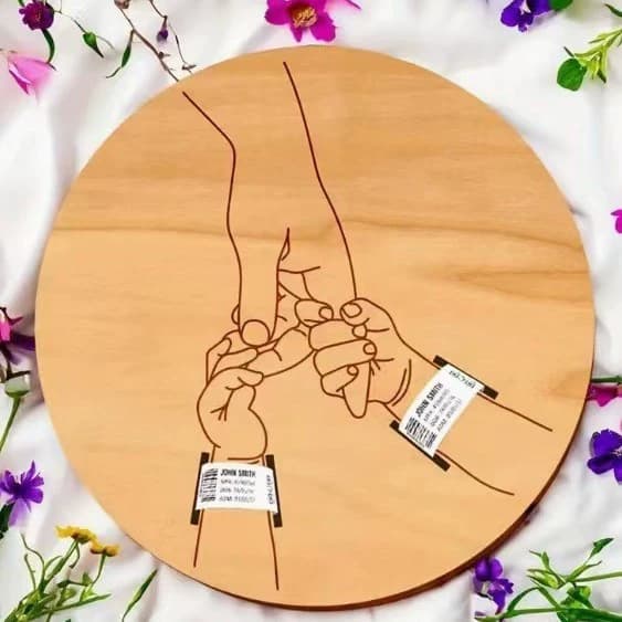 New Wooden Baby Birth Bracelet Souvenir Sign for Cross-Border Amazon, Newborn Wooden Memorial Plaque