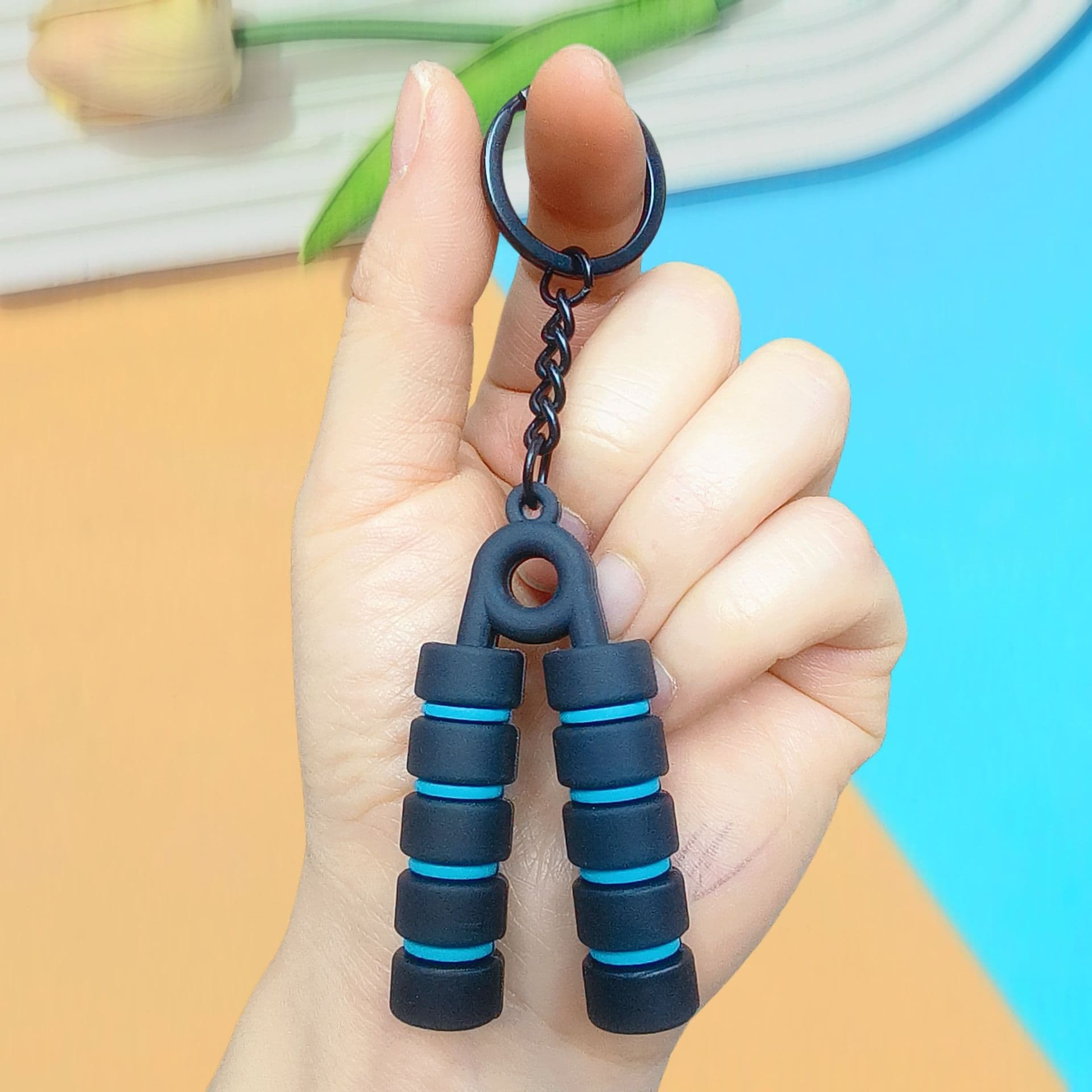 Viral Mini Fitness Equipment Keychain Accessories Multiple Styles and Colors Barbell Plate Dumbbell Backpack Pendant