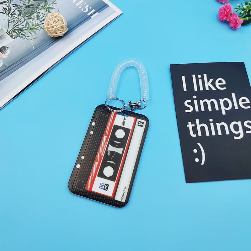 Retro Cassette Black and White Card Holder Student Campus Card Holder Bus Cafeteria Card Access Card Subway Factory Badge Work Badge