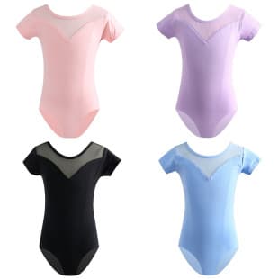 Kids Dance Leotard for Girls Short Sleeve Ballet Tutu Skirt Chinese Dance Wear Gymnastics Leotard