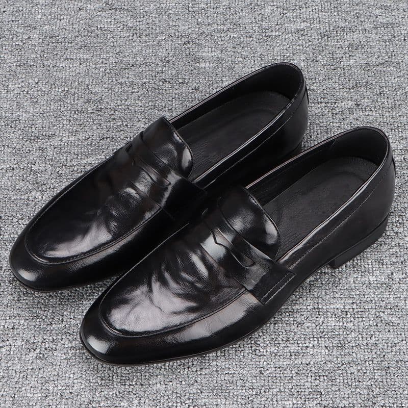 Men's Shoes 2026 New Style Black Casual Men's Leather Shoes Genuine Leather Trendy Soft Sole Soft Surface British Style Business Shoes for Men