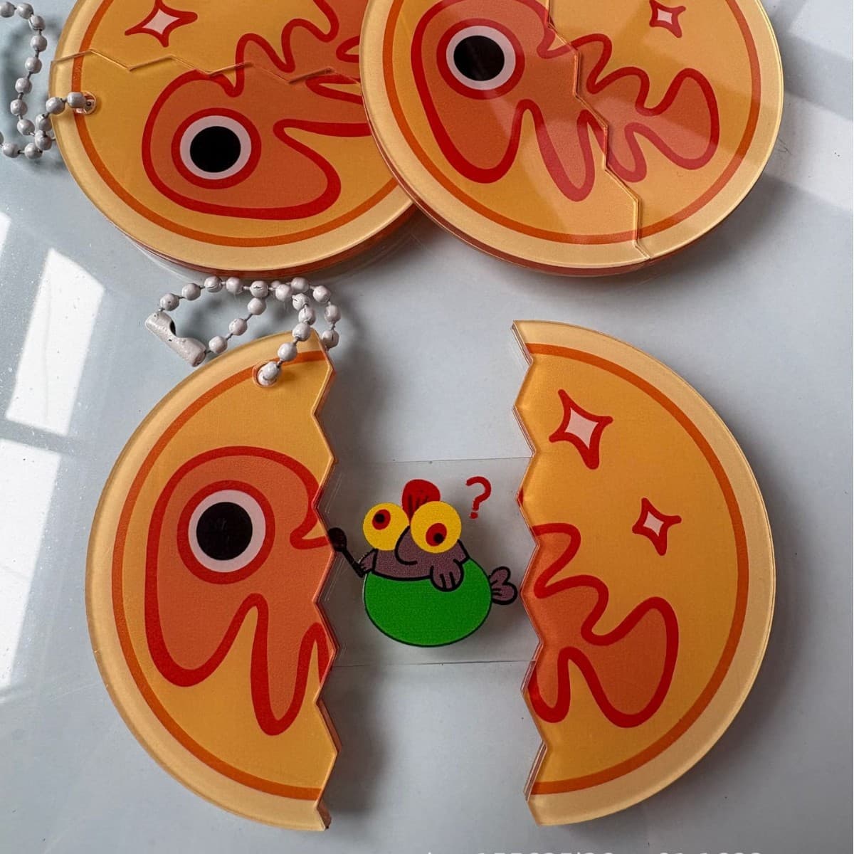 Little Red Book's same salmon pull-out punch cartoon accessories acrylic jewelry pendant new creative small gift
