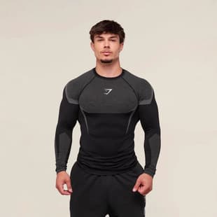 GYMSHARK/ONYX5 Men's Long Sleeve Sports Fitness Quick-Dry Breathable Elastic Round Neck Short Sleeve Tight Training Wear