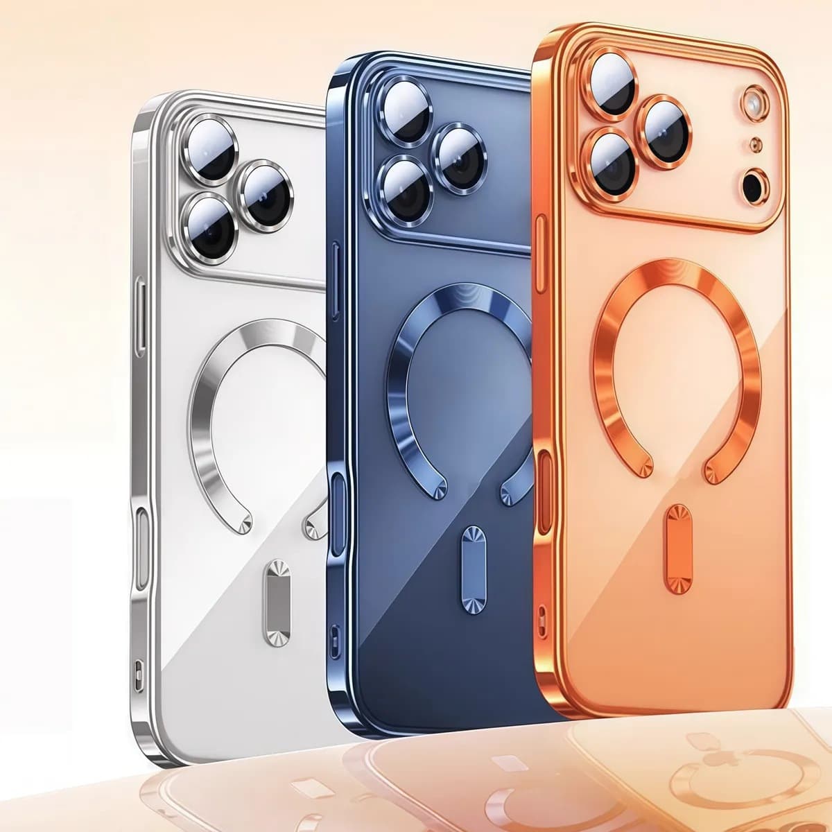 Suitable for iPhone17 magnetic phone case Apple 16PM electroplated transparent 15PM comes with lens film protective cover 13