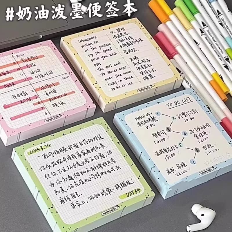 [6 books for new users, only 0.01] Sticky note style, high-value cream splatter ink sticky note study planner