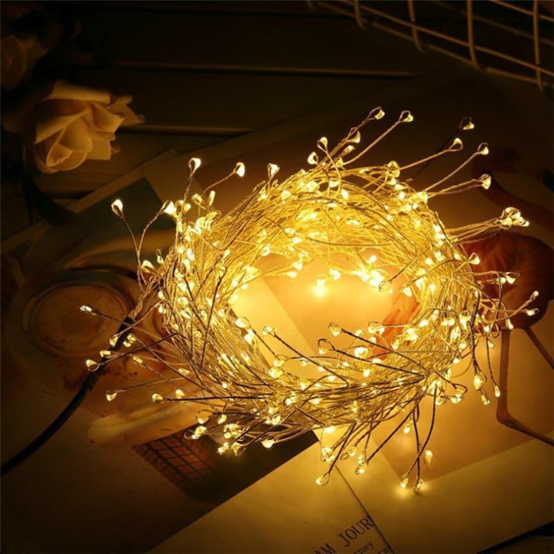 Cross-border led Christmas firecracker lights copper wire lights centipede foot holiday lights outdoor solar waterproof string lights