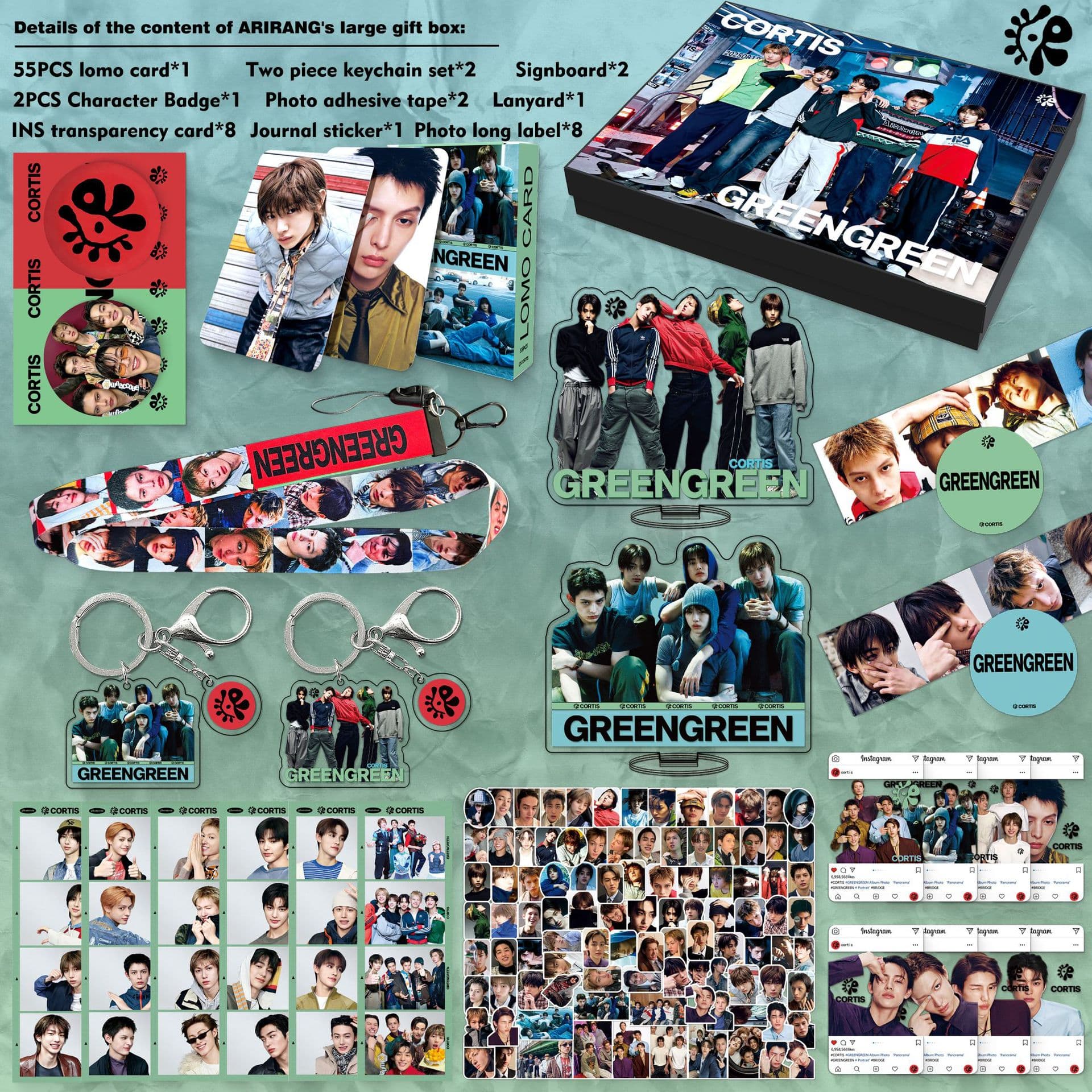 CORTIS gift box mini album GREENGREEN peripheral small card sticker bookmark set spree kpop