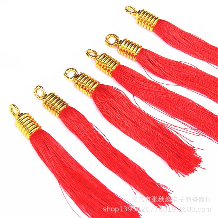 Festive Chinese Knot 2-Pipe with Tassel Accessories, Threaded Red Fringe, Large Hanging Ornament, Red Thread Tassels
