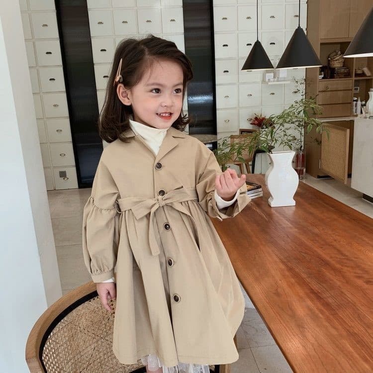 2026 Spring New Korean Style Girls Trench Coat Baby British Style Mid-Length Coat Children's Trench Coat