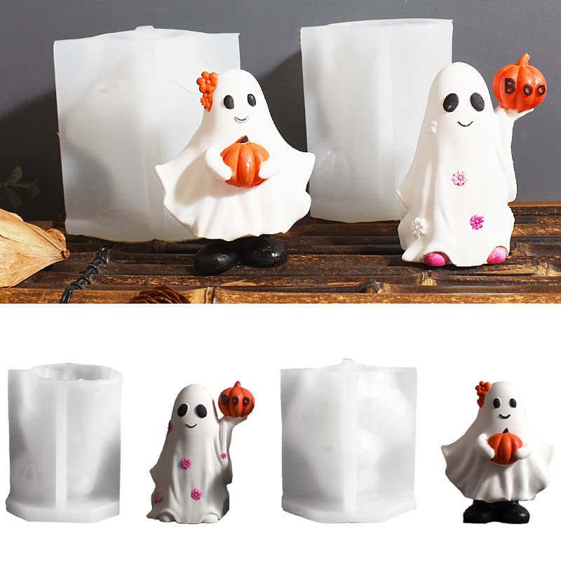 Cross-Border Accessible Luxury Style Home Living Room Resin Glue Abrasive DIY Halloween Decoration Cute Ghost Silicone Mold