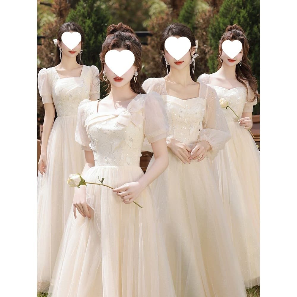2026 Fall Sweet Fresh Champagne Bridesmaid Dress Long Slim Evening Dress Bridesmaid Group Dress