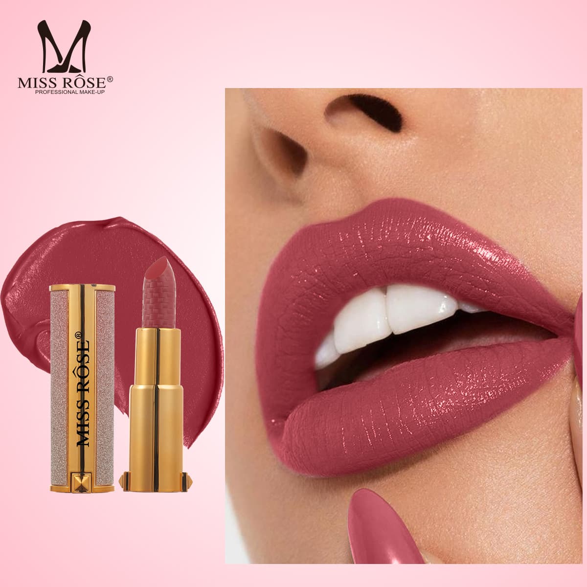 MISS ROSE Cross-border 8-Color Velvet Lipstick Matte Texture Long-Lasting Moisturizing Non-Stick Cup Lip Gloss Lip Balm Makeup