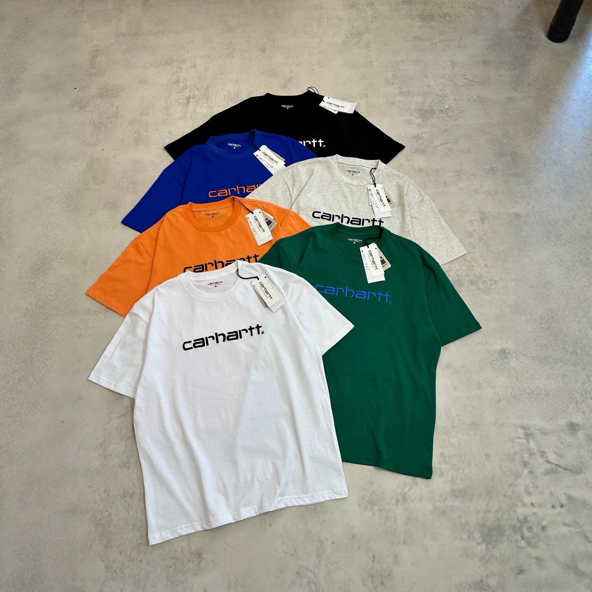 Cross-Border Foreign Trade Carha Classic American-Style Logo Letter Embroidery Loose Versatile Round-Neck Short-Sleeve T-Shirt for Men and Women