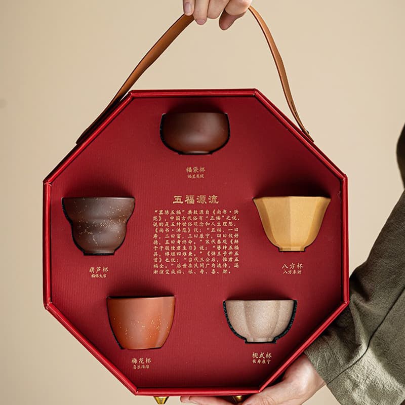 Cultural and creative gifts purple sand Wufu cup owner tea cup gift box high-end practical gift for leaders souvenir logo